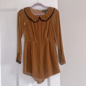 For Love & Lemons 🍋 Brown Velvet Romper